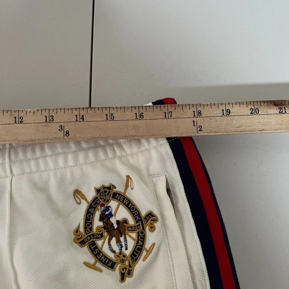 Polo Ralph Lauren Sweatpants Mens Large Beige White Crest Big Pony‎ Wide Leg